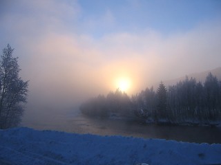 Image showing Morning fog on river