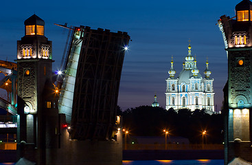 Image showing Smolny cathedral and drawbridge