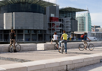 Image showing young people on bicycles