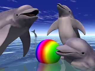 Image showing Playing Dolphins