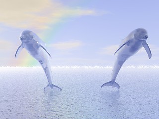 Image showing Jumping Dolphins