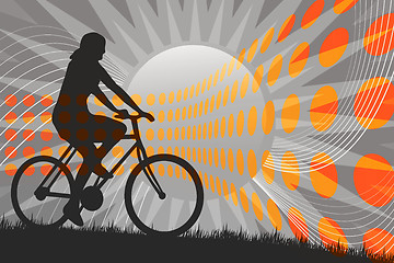 Image showing Mountain Biking Silhouette