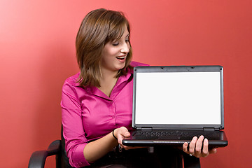 Image showing Woman Showing Her Screen