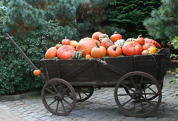 Image showing Pumpkins on a wagon