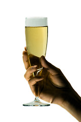 Image showing Champagne in womans hand isolated