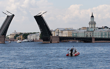 Image showing lifeboat on drawbridge background