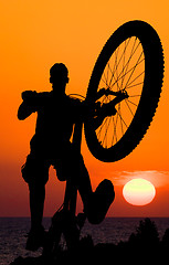 Image showing mountain biker silhouette