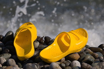 Image showing slippers on the beach