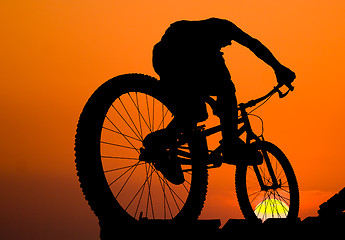 Image showing mountain biker silhouette