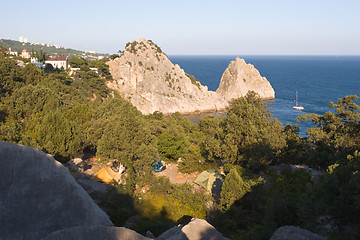 Image showing small coastal encampment