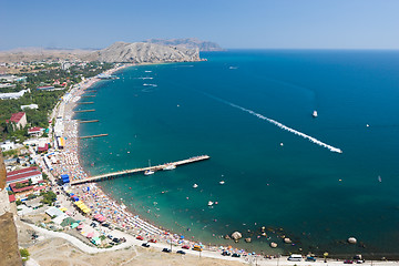 Image showing aerial view of crowded beach