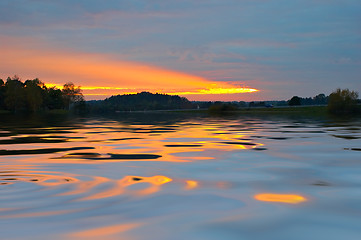 Image showing sunset lake