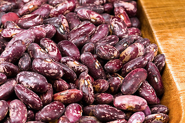 Image showing Kidney beans in wooden dish