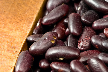 Image showing Kidney beans in wooden dish