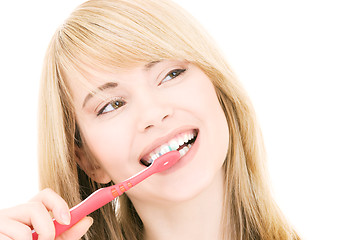 Image showing happy girl with toothbrush