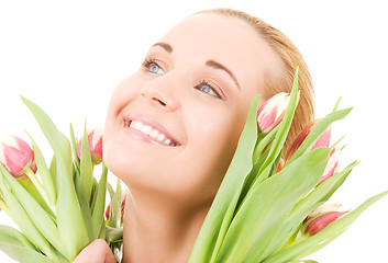 Image showing happy woman with flowers