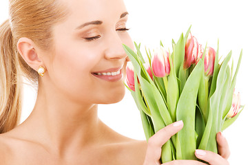 Image showing happy woman with flowers