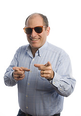 Image showing smiling man with fingers pointing to viewer  