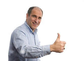 Image showing smiling man with thumbs up positive sign