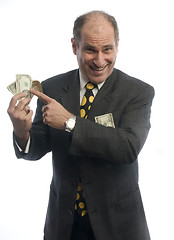 Image showing excited business man with wad of money