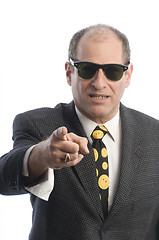 Image showing business man with retro vintage sunglasses portrait angry tough 