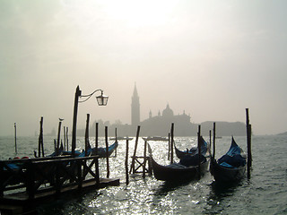Image showing Gondolas in the morning