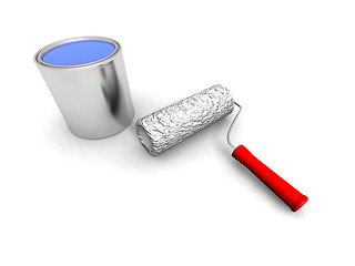 Image showing roll painter and blue can