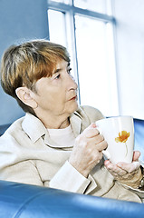 Image showing Sad elderly woman