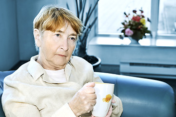 Image showing Sad elderly woman