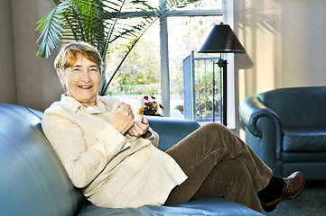 Image showing Elderly woman relaxing