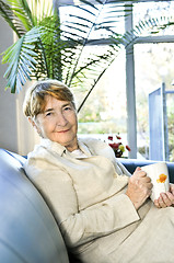 Image showing Elderly woman relaxing