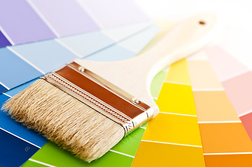 Image showing Paint brush with color cards