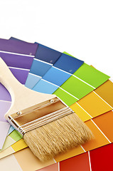 Image showing Paint brush with color cards