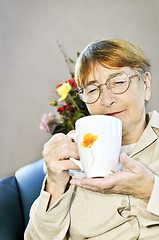 Image showing Elderly woman relaxing
