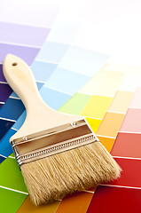 Image showing Paint brush with color cards