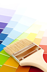 Image showing Paint brush with color cards