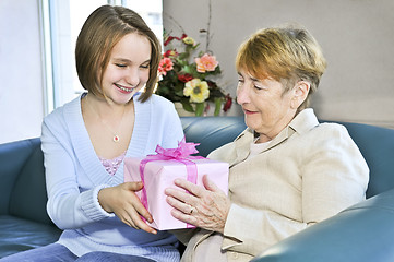 Image showing Granddaughter visiting grandmother