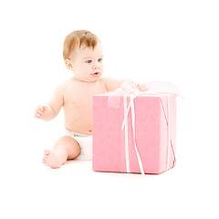 Image showing baby boy with big gift box