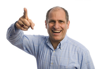 Image showing man with finger pointing at viewer positive