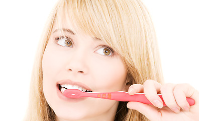 Image showing happy girl with toothbrush