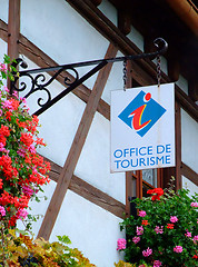 Image showing French tourism office sign on half-timbred wall 