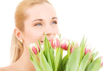 Image showing happy woman with flowers