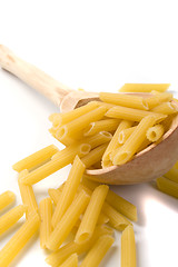 Image showing  macaroni in wooden spoon