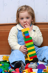 Image showing Playing with cube blocks