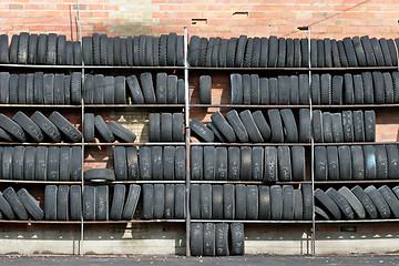 Image showing wall of tires