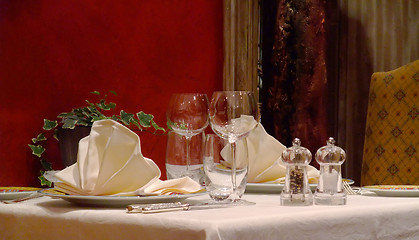 Image showing Table setting in a french restaurant