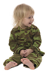 Image showing funny military little girl