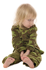 Image showing funny military little girl