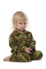 Image showing funny military little girl