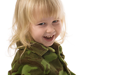 Image showing funny military little girl